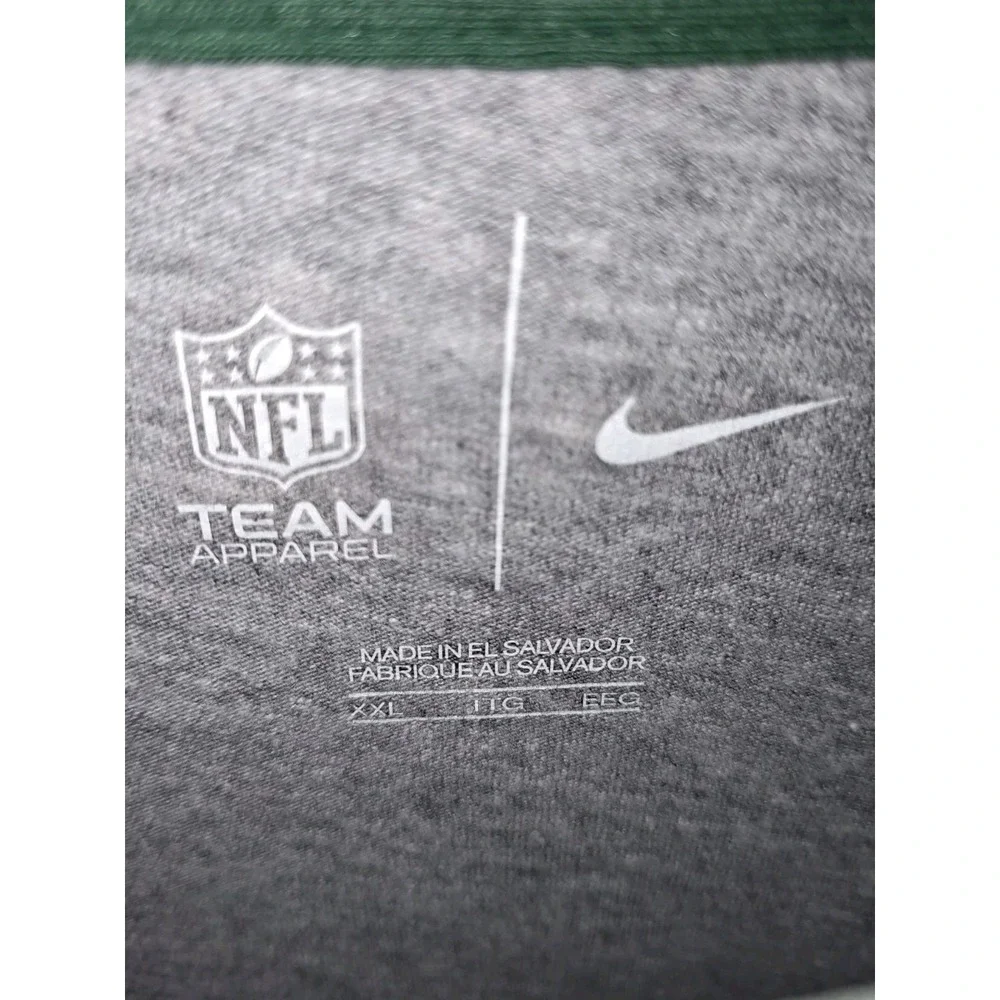 Nike Green Bay Packers Just Do It Raglan Shirt XXL Gray Green 3/4 Sleeve NFL